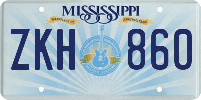 MS license plate ZKH860