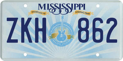 MS license plate ZKH862