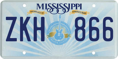MS license plate ZKH866