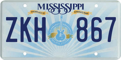 MS license plate ZKH867