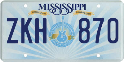 MS license plate ZKH870