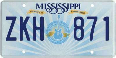 MS license plate ZKH871