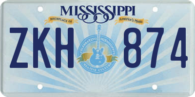 MS license plate ZKH874