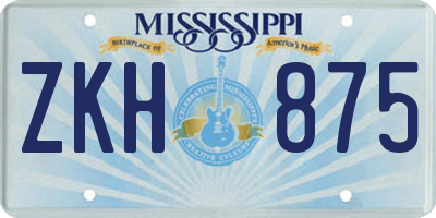 MS license plate ZKH875
