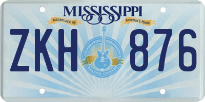 MS license plate ZKH876