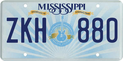 MS license plate ZKH880