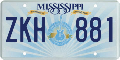 MS license plate ZKH881