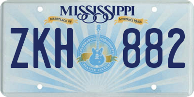 MS license plate ZKH882