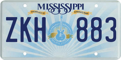 MS license plate ZKH883