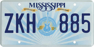 MS license plate ZKH885