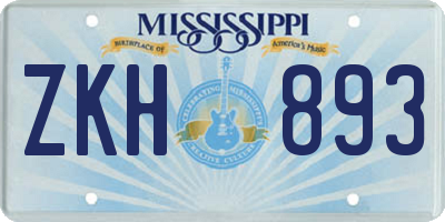 MS license plate ZKH893