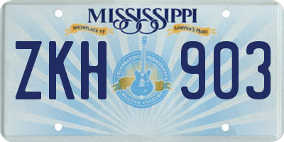 MS license plate ZKH903