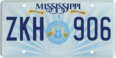 MS license plate ZKH906