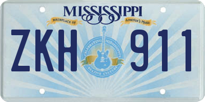 MS license plate ZKH911