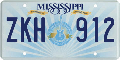 MS license plate ZKH912
