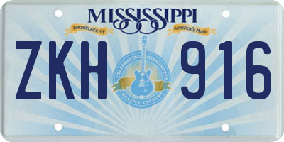MS license plate ZKH916