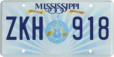 MS license plate ZKH918