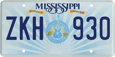 MS license plate ZKH930