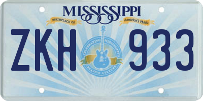 MS license plate ZKH933
