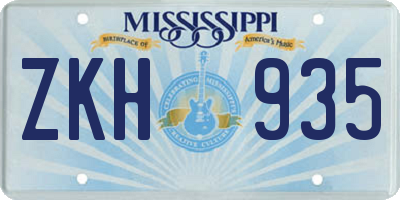 MS license plate ZKH935