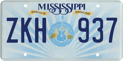MS license plate ZKH937