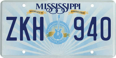 MS license plate ZKH940