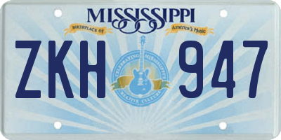MS license plate ZKH947
