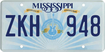 MS license plate ZKH948