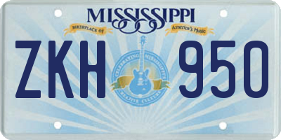 MS license plate ZKH950