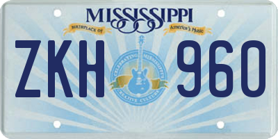 MS license plate ZKH960