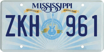 MS license plate ZKH961