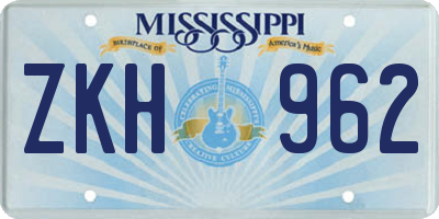 MS license plate ZKH962