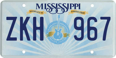 MS license plate ZKH967