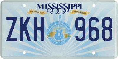 MS license plate ZKH968