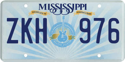 MS license plate ZKH976