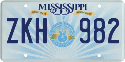 MS license plate ZKH982