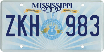 MS license plate ZKH983