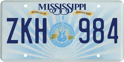 MS license plate ZKH984