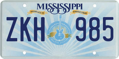 MS license plate ZKH985
