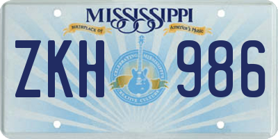 MS license plate ZKH986