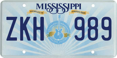 MS license plate ZKH989