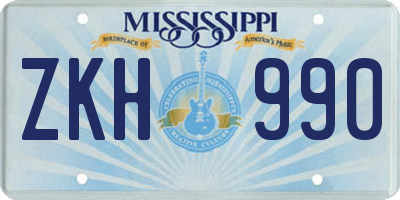 MS license plate ZKH990