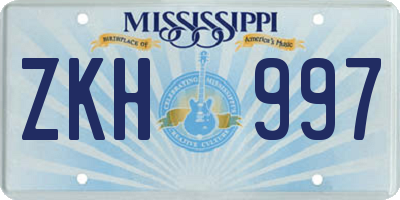 MS license plate ZKH997
