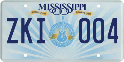MS license plate ZKI004