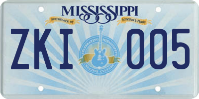 MS license plate ZKI005