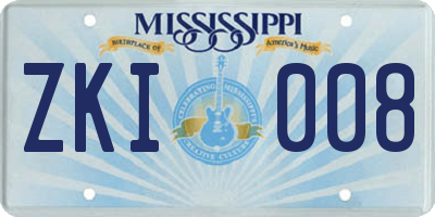 MS license plate ZKI008