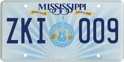 MS license plate ZKI009