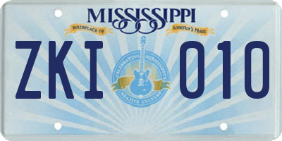 MS license plate ZKI010