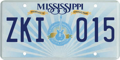 MS license plate ZKI015