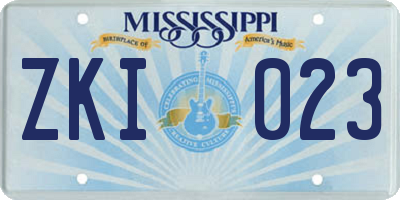 MS license plate ZKI023